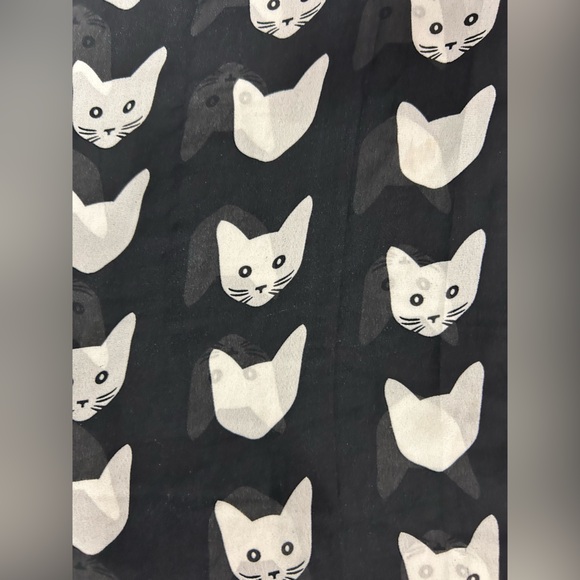Cat scarf white black spooky Halloween cats kitty office work pets goth rescue - Picture 5 of 6